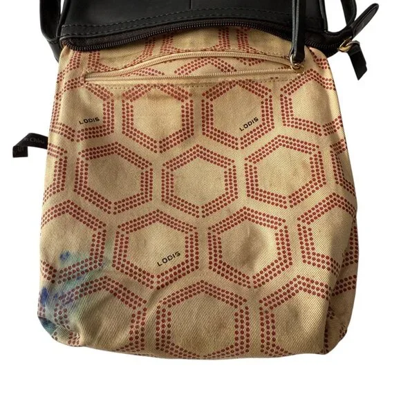 Lodis Black Leather Crossbody Bag Adjustable Strap Interior Staining AS IS - Picture 13 of 14